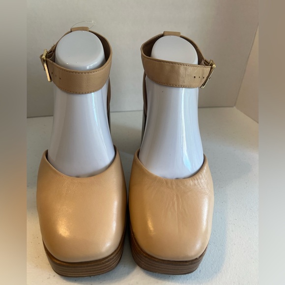 Seychelles Gleaming Leather Platform Mary Jane block Heels Square toe Nude 9 - Picture 7 of 14